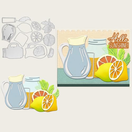 Sredwtk Zitronen Nachmittagstee Sommer Stanzschablonen Geburtstag Weihnachten Metall Prägeschablonen Stanzformen Schneiden für DIY Karte Sammelalbum Scrapbooking Fotoalbum Deko Cutting Dies von Sredwtk