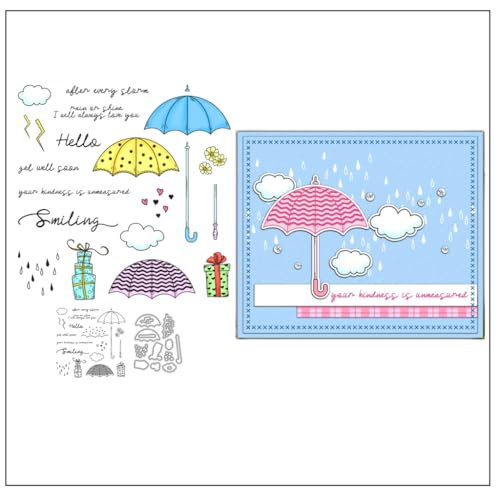 Sredwtk get well soon Regenschirm Stempel und Stanzen Set,Silikonstempel und Stanzen Set,Stanzschablonen und Stempelset,Clear Stamp und Stanzschablone Für DIY Scrapbooking Fotoalbum Dekor Karten Sredwtk get well soon Regenschirm Stempel und Stanzen Set,Silikonstempel und Stanzen Set,Stanzschablonen und Stempelset,Clear Stamp und Stanzschablone Für DIY Scrapbooking Fotoalbum Dekor Karten von Sredwtk