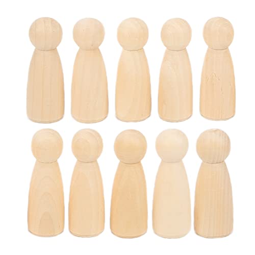 10 Pack Unvollendete Hölzerne Peg -Puppen, Glatte und Sichere Handgefertigte Ornamente, Entwickeln Sie Handson -Fähigkeiten, Verwenden Sie Fantasie, Schima Superba Material (65mm von Srliya