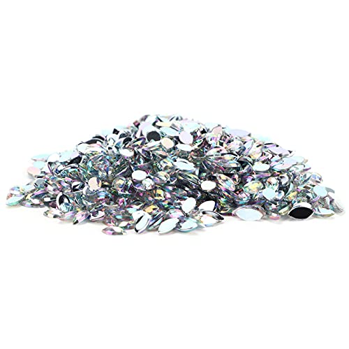 1000 PCS Pferde -Augen -Form -, Flachback -Glaskristalle Perlen für Handwerk, Dekoration, Plastikharz, 3 X 6 Mm, DIY, Sammelalbum, Kleidung (01 Weiß ab) von Srliya
