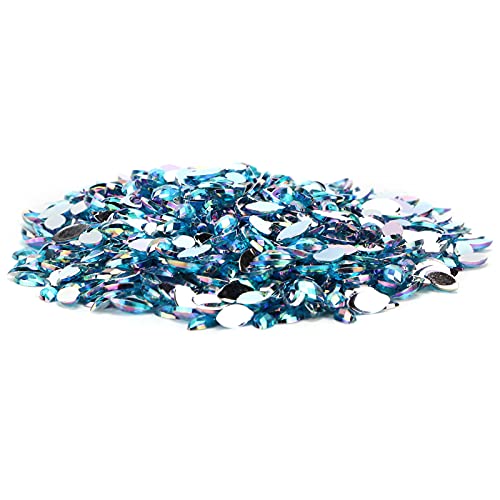 1000 PCS Pferde -Augen -Form -, Flachback -Glaskristalle Perlen für Handwerk, Dekoration, Plastikharz, 3 X 6 Mm, DIY, Sammelalbum, Kleidung (06 Lake Blue AB) von Srliya
