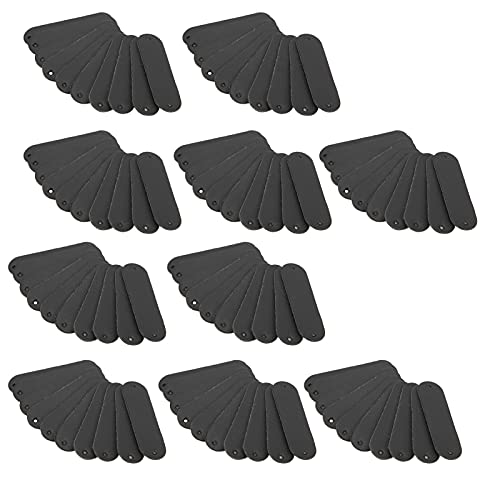 100pcs Häkelschilder Tragen 4,5 X 1,2 Cm 2 Löcher PU Leder -Tag Zum Nähen, Praktisches Werkzeug für Kleidung, Handgefertigt, Heimtextilien (Schwarz) von Srliya
