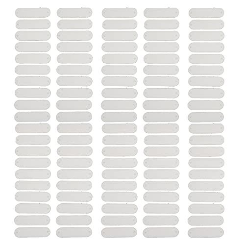 100pcs Häkelschilder Tragen 4,5 X 1,2 Cm 2 Löcher PU Leder -Tag Zum Nähen, Praktisches Werkzeug für Kleidung, Handgefertigt, Heimtextilien (Weiß) von Srliya