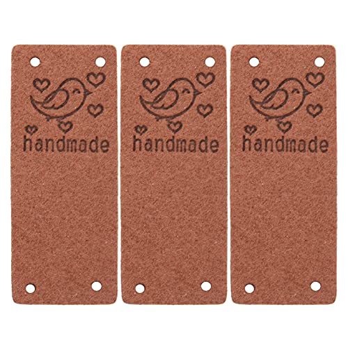 100pcs PU -Lederetikett, Vogelfarbe Handgefertigt 4 Löcher Weiches Accessoires für Brieftaschenhut, Superfaser, 2 X 5 Cm, 100pcs Kleidung, Handgefertigt, Heimtextile (Dunkelbraun) von Srliya