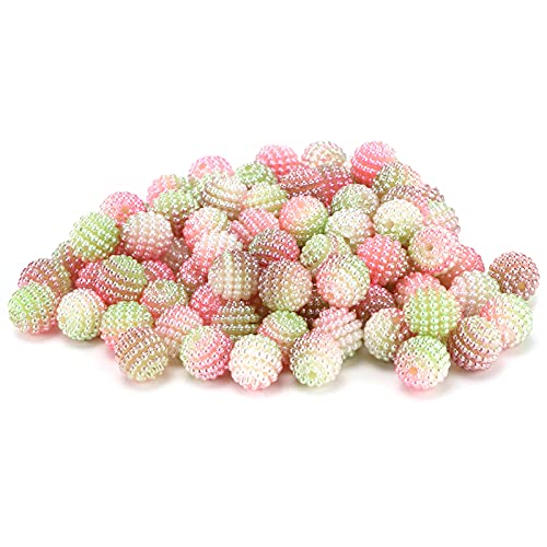200 Perlenperlen Farbpearlized Gradient Bayberry -förmige Blasenperlen für DIY -Schmuckherstellung, Tragen von Plastikharzmaterial, Geschenkset für den Neujahrstag, Valentinstag von Srliya