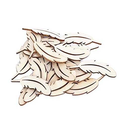 25pcs Niedliche Federförmige Unvollendete Hölzerne Handwerks -Chips, Leere Holzscheiben für Graffiti, Elternaktivitäten für Eltern, Schmuckdekoration, DIY -handgefertigte von Srliya