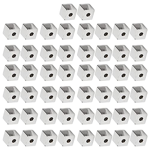 50pcs Edelstahl -Abstandshallerperlen Glatte Oberfläche, Quadratische DIY -Schmuckzubehör für Halskette, Armband von Srliya