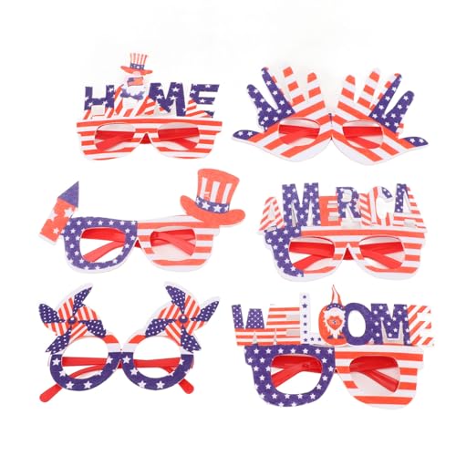 6 Stück 4. Juli-Brille, Patriotische Dekorationen, Zubehör, Unabhängigkeitstag, 4. Juli, Zubehör, Amerikanische Flagge, Sonnenbrille, USA, Partygeschenke, 4. Juli-Dekoration für 6 Stück 4. Juli-Brille, Patriotische Dekorationen, Zubehör, Unabhängigkeitstag, 4. Juli, Zubehör, Amerikanische Flagge, Sonnenbrille, USA, Partygeschenke, 4. Juli-Dekoration für von Srliya