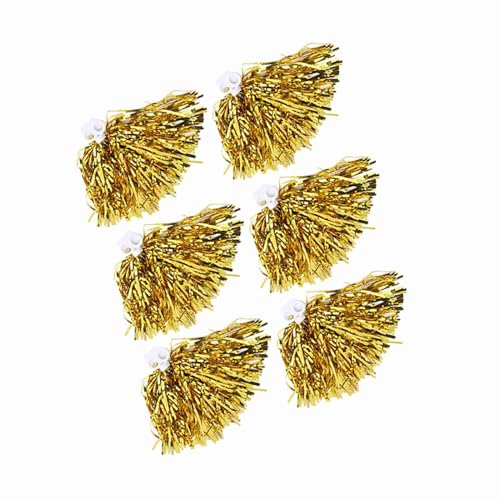 6 Stück Squad Cheer Sports Party Dance Zubehör, 7 Farben Cheerleader Pom Poms, Ideal Cheerleading (Gold) von Srliya