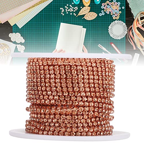 Bunte -Grabkette 10 SS 6 oder 6,5 Strasskette Bunte DIY Handyhülle Kleidung Schmuck Dekoration Zubehör (Roségoldener Diamant auf goldenem Hintergrund) von Srliya