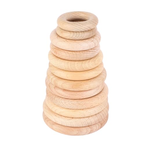 Holzringe, Naturholzringe mit 6 verschiedenen Größen, Bastelringe für Makramee-Schmuckherstellung, Heimdekoration (6 Größen-Set), 12 Stück von Srliya