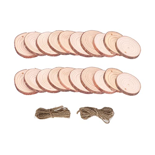 Holzringe DIY Handbemalte Natur Holzchips 10 Stcs Rustikale, Glatte, Personalisierte Ornamente für Weihnachtsdekorationen, mit 20 Hanfseil von Srliya