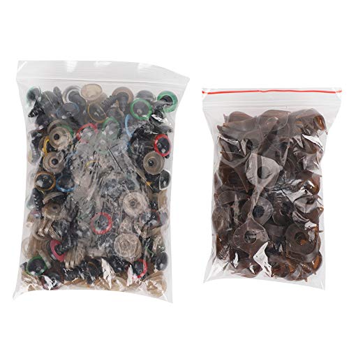 Srliya 100pcs Mix Color Plastiksicherheitsaugen 10mm/12 Mm/14mm für DIY -Handwerks -Teddybärenpuppen, Bestehend aus Hochwertigem Kunststoffmaterial, Geeignet für Puppen, Bären, (12 mm) von Srliya