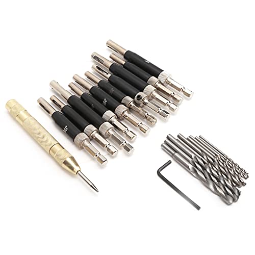Srliya 22pcs Scharnierbohrer Bit Selbst Zentrierende Schlosslochbohrung Puncher Tool Set für Fenstertür von Srliya