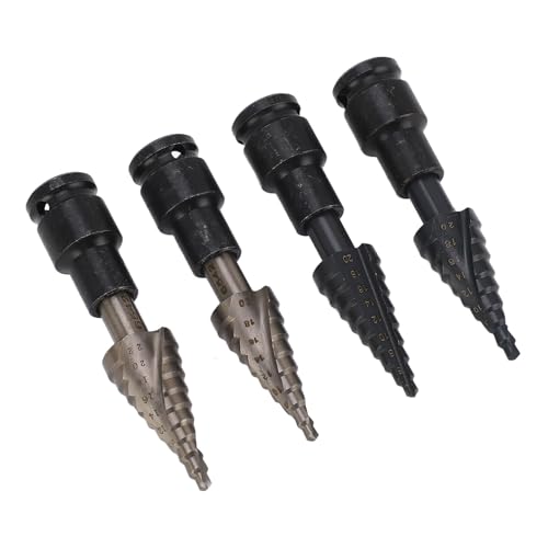 Srliya 4 PCs Stiefmaschinenbohrbit Gerade und Spiralgerillte Hochfestigkeitstahlstahlstufen für Elektrische Schraubenschlüssel Handbank Drill von Srliya