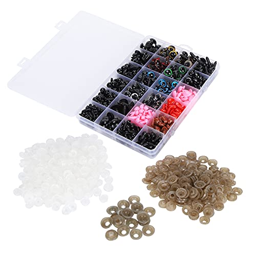Srliya 460pcs Bunte Puppenaugen und Nasen DIY Plastikharz Spielzeuggesichtsvorräte für Handwerksherstellung, Puppen, Teddybären, Stofftiere, Ersatzaugen und Nasen, Handwerksarbeit von Srliya
