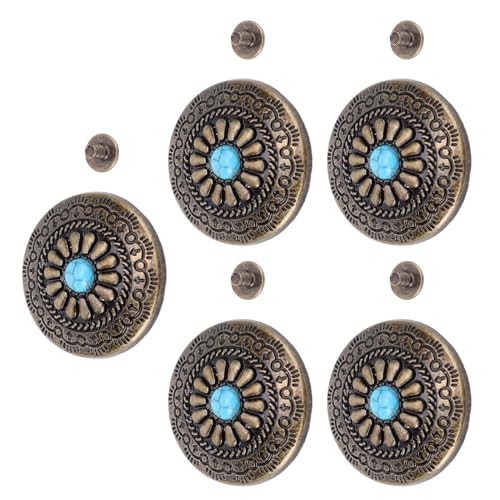 Srliya 5 Sets Blue Turquoise Flower Niet, Dekorative Legierungsschraubenrückknopf für Gürtel, Taschen, Kunsthandwerk, mit Exquisitem Blütenmuster, Erosion, Geeignet für Leder, Papier, Srliya 5 Sets Blue Turquoise Flower Niet, Dekorative Legierungsschraubenrückknopf für Gürtel, Taschen, Kunsthandwerk, mit Exquisitem Blütenmuster, Erosion, Geeignet für Leder, Papier, von Srliya