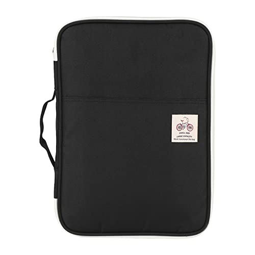 Srliya 5Colors A4 Dokumentbeuteldatei Ordner Portfolio Organizer Dokumenthülle, Reißverschlussdesign, Multi -Taschen -Design, Tragbar, für die Organisation von Dokumenten; Speichern Sie (Schwarz) von Srliya
