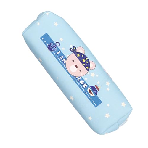 Srliya Canvas -Bleistiftkoffer, Niedliches Cartoonbären -Design, Große Kapazitätsbeutel für Studenten, Künstler, mit Stabilem Reißverschluss, Blau, ca. 19 X 6 X 4 Cm von Srliya