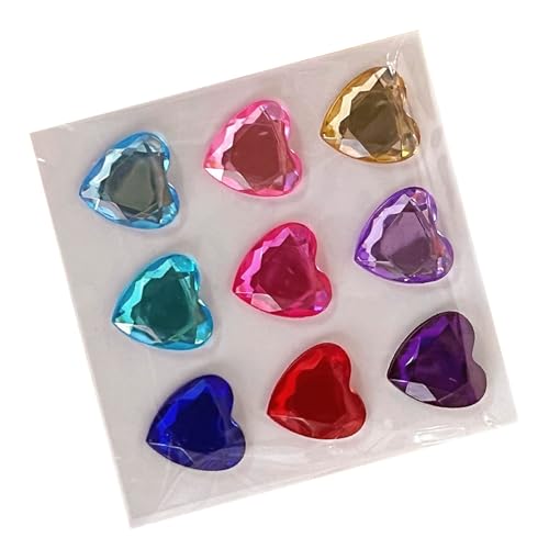 Srliya Herz - -Aufkleber, Große 3D -Kristall -Edelstein -Juwelen, Motivierende Belohnung für DIY -Kunsthandwerk, Lehrer, PVC, Farbenfroh, 9pcs von Srliya