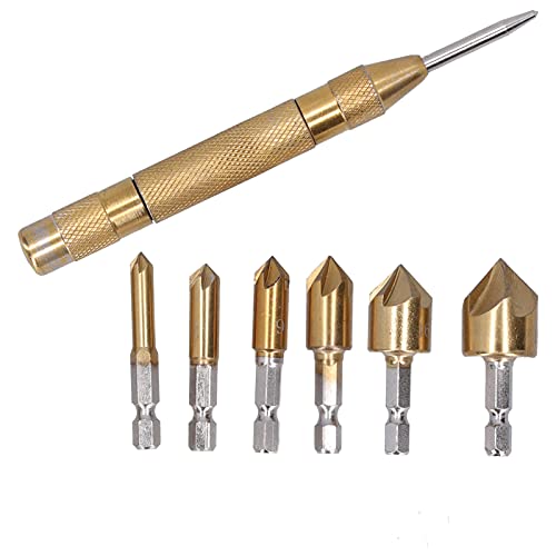 Srliya Kammbrömer Bit Hex Shank 5 Flöte Countersink Loch Opener Positioning Punch Woodworking -Werkzeug von Srliya