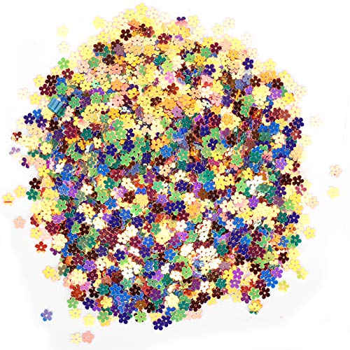 Srliya Konfetti Party Dekoration Glitter -Pailletten, Hochzeitstischdekorationen für DIY -Kunsthandwerk, Urlaub und Geschenkverpackung, Blumförmige (0,7 cm Fünf-Petal-Blume) von Srliya