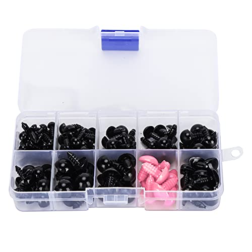Srliya Plastikaugen Nasen Gefüllte Tiere Teddybär DIY-Zubehör, 5 Größen, Bequeme Lagerung, Weiche Dichtungen, für Puppen, Spielzeug, 6 Mm 12 Mm für Puppenherstellung (G) von Srliya