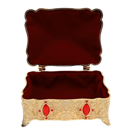 Srliya Vintage -Schmuckschatulle, Metall -Samtfutter, Retro -Organisator -Schmuckschachtel mit Exquisiten Gravuren, Geeignet für Frauen und Mädchen, Zinklegierungsmaterial Geeignet von Srliya