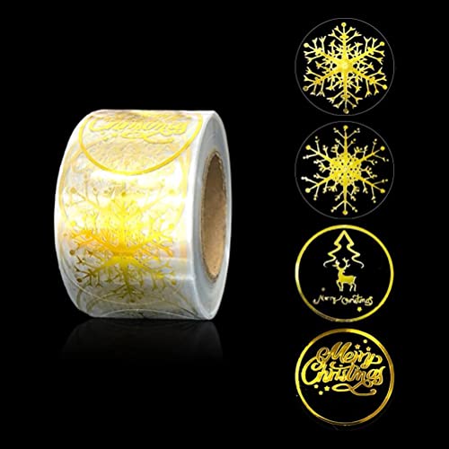 Weihnachtsaufkleber-Set, 500 Stück, Goldene Schneeflocken, Runde, Selbstklebende Umschlagaufkleber für Weihnachtsdekorationsanhänger (gold) von Srliya