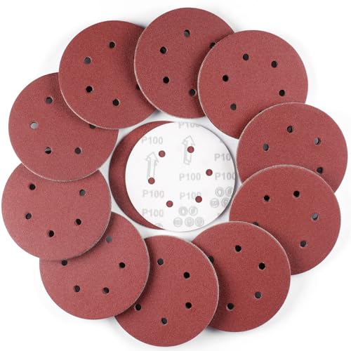 Sruhrak 100 Stück Schleifscheiben 150mm Schleifpapier Klett 100 Körnung 8 Loch Scheiben Set für Bosch Exzenterschleifer von Sruhrak