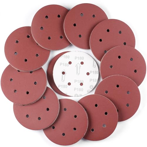 Sruhrak 100 Stück Schleifscheiben 150mm Schleifpapier Klett 180 Körnung 8 Loch Scheiben Set für Bosch Exzenterschleifer von Sruhrak