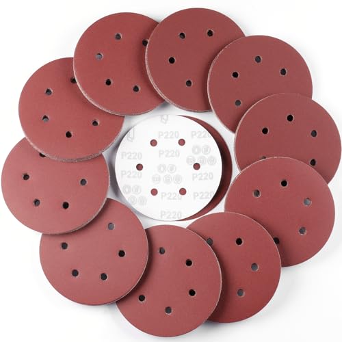 Sruhrak 100 Stück Schleifscheiben 150mm Schleifpapier Klett 220 Körnung 8 Loch Scheiben Set für Bosch Exzenterschleifer von Sruhrak