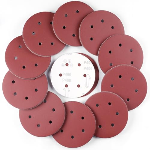 Sruhrak 100 Stück Schleifscheiben 150mm Schleifpapier Klett 400 Körnung 8 Loch Scheiben Set für Bosch Exzenterschleifer von Sruhrak