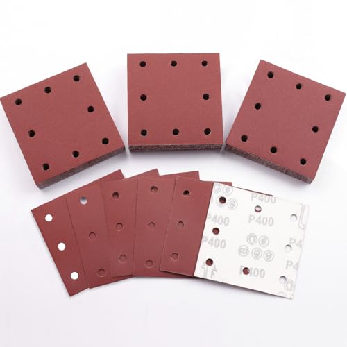 Sruhrak 110x115mm Schleifpapier, 50 Stück Schleifblatt 400 Körnung Set Rechteckiges Schleifblatt Klett 8 Löcher Schleifpad für Schwingschleifer Sruhrak 110x115mm Schleifpapier, 50 Stück Schleifblatt 400 Körnung Set Rechteckiges Schleifblatt Klett 8 Löcher Schleifpad für Schwingschleifer von Sruhrak