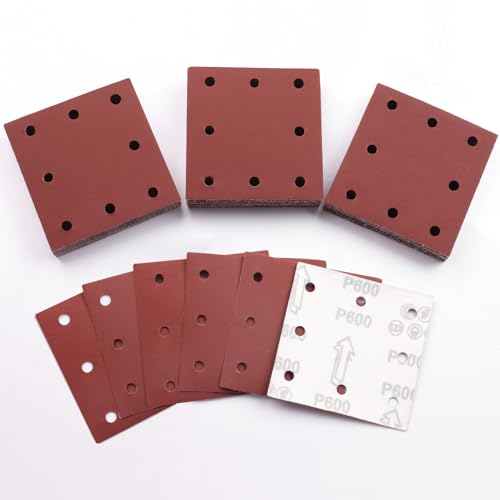 Sruhrak 110x115mm Schleifpapier, 50 Stück Schleifblatt 600 Körnung Set Rechteckiges Schleifblatt Klett 8 Löcher Schleifpad für Schwingschleifer Sruhrak 110x115mm Schleifpapier, 50 Stück Schleifblatt 600 Körnung Set Rechteckiges Schleifblatt Klett 8 Löcher Schleifpad für Schwingschleifer von Sruhrak