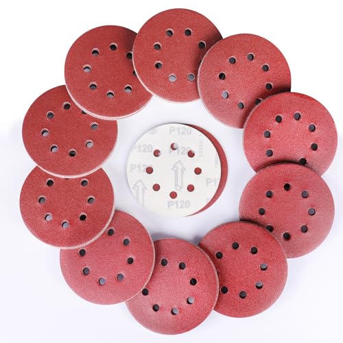 Sruhrak 125mm Schleifpapier, 100 Stück Schleifscheiben Klett 120 Körnung Kit 8 Loch Scheiben für Exzenterschleifer Sruhrak 125mm Schleifpapier, 100 Stück Schleifscheiben Klett 120 Körnung Kit 8 Loch Scheiben für Exzenterschleifer von Sruhrak
