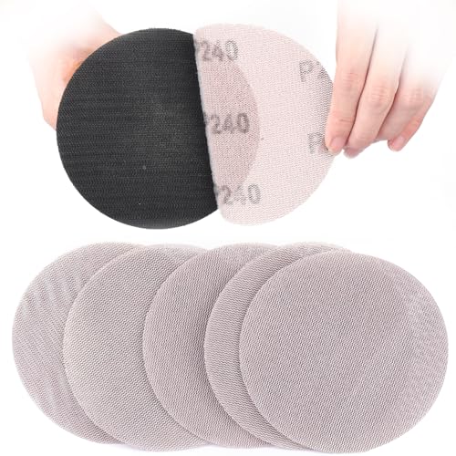 Sruhrak 125mm Schleifpapier Retikulierte Klett, 50 Stück Schleifgitter 240 körnung Schleifscheiben für Trockenbauschleifer Exzenterschleifer von Sruhrak