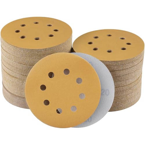 Sruhrak 100 Stück Schleifpapier 125mm Klett, 8 Loch Nylonkleber Schleifscheiben 5 Inch Rund Schleifpapier Schleifteller für Exzenterschleifer(Körnung 600) von Sruhrak