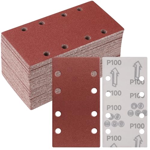 Sruhrak 50 Stück 93 x 185mm Schleifpapier Set, 100 Körnung Rechteckiges Schleifpad mit Klettverschluss 8 Löcher Schleifblatt für Rechteckschleifer Bosch-Schleifer Sruhrak 50 Stück 93 x 185mm Schleifpapier Set, 100 Körnung Rechteckiges Schleifpad mit Klettverschluss 8 Löcher Schleifblatt für Rechteckschleifer Bosch-Schleifer von Sruhrak