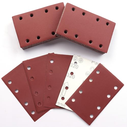 Sruhrak 80x133mm Schleifpapier, 50 Stück Schleifblatt 320 Körnung Set Rechteckiges Schleifblatt Klett 8 Löcher Schleifpad für Schwingschleifer Sruhrak 80x133mm Schleifpapier, 50 Stück Schleifblatt 320 Körnung Set Rechteckiges Schleifblatt Klett 8 Löcher Schleifpad für Schwingschleifer von Sruhrak
