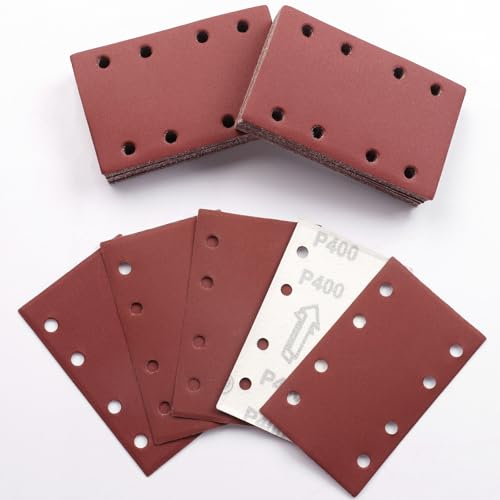 Sruhrak 80x133mm Schleifpapier, 50 Stück Schleifblatt 400 Körnung Set Rechteckiges Schleifblatt Klett 8 Löcher Schleifpad für Schwingschleifer Sruhrak 80x133mm Schleifpapier, 50 Stück Schleifblatt 400 Körnung Set Rechteckiges Schleifblatt Klett 8 Löcher Schleifpad für Schwingschleifer von Sruhrak