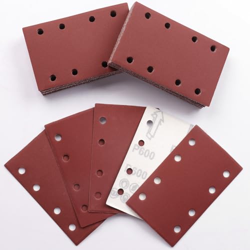 Sruhrak 80x133mm Schleifpapier, 50 Stück Schleifblatt 600 Körnung Set Rechteckiges Schleifblatt Klett 8 Löcher Schleifpad für Schwingschleifer Sruhrak 80x133mm Schleifpapier, 50 Stück Schleifblatt 600 Körnung Set Rechteckiges Schleifblatt Klett 8 Löcher Schleifpad für Schwingschleifer von Sruhrak