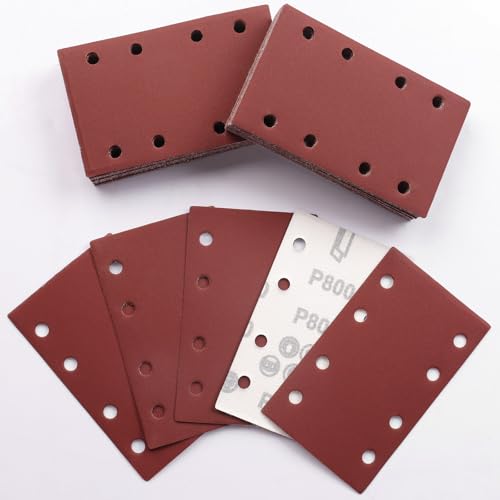 Sruhrak 80x133mm Schleifpapier, 50 Stück Schleifblatt 800 Körnung Set Rechteckiges Schleifblatt Klett 8 Löcher Schleifpad für Schwingschleifer Sruhrak 80x133mm Schleifpapier, 50 Stück Schleifblatt 800 Körnung Set Rechteckiges Schleifblatt Klett 8 Löcher Schleifpad für Schwingschleifer von Sruhrak