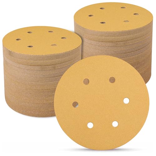Schleifpapier 150mm Klett 100 Stück, 100 Körnung 6-Zoll 6 Loch Schleifscheiben Schleifscheiben 150mm klett für Uniflex-Schleifmaschinen und alle Oszillationswerkzeuge von Sruhrak