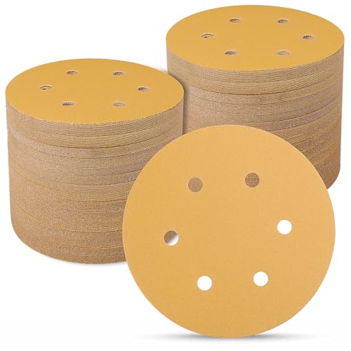 Schleifpapier 150mm Klett 100 Stück, 180 Körnung 6-Zoll 6 Loch Schleifscheiben für Uniflex-Schleifmaschinen und alle Oszillationswerkzeuge von Sruhrak