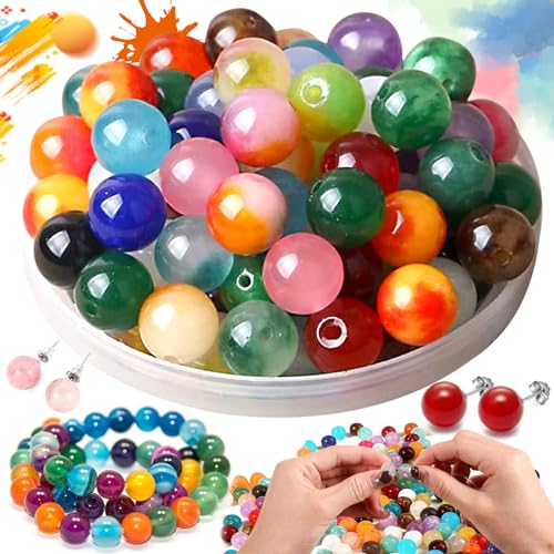 Srup 100 Stück Perlen zum Auffädeln, Auffädeln Perlen für Armbänder Ketten DIY, Edelstein Perlen Bunt zum Auffädeln, Edelstein Perlen mit Loch, Glasperlen, für Diy Schmuck Dekorationen Verwendet Srup 100 Stück Perlen zum Auffädeln, Auffädeln Perlen für Armbänder Ketten DIY, Edelstein Perlen Bunt zum Auffädeln, Edelstein Perlen mit Loch, Glasperlen, für Diy Schmuck Dekorationen Verwendet von Srup