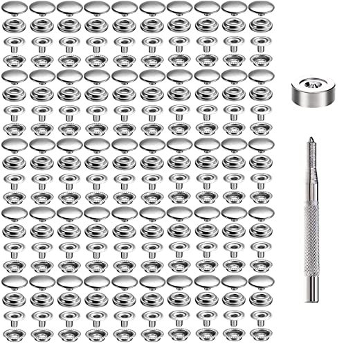 Srup 200 Stück Druckknöpfe Metall 15mm, Kupfer Druckknöpfe, 15mm Druckknopf-Set, Mit 2 Stück Einstellwerkzeug, für Taschen, Jeans, Kleidung, Stoff, Lederhandwerk(50 set) von Srup