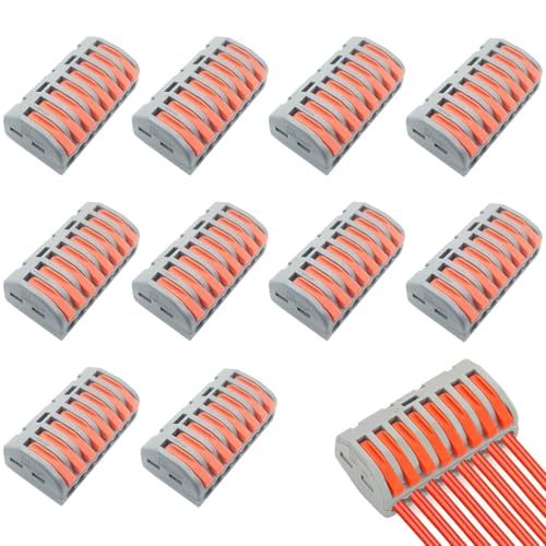Srvauyea 10 Stück Kabelverbinder, Frei Kombinierbar Elektrische Klemmen, Verbindungsklemmen, 8-Port Lüsterklemmen, Steckbare Lüsterklemmen mit Hebel, Kabelklemmen Elektro für Elektroinstallationen Srvauyea 10 Stück Kabelverbinder, Frei Kombinierbar Elektrische Klemmen, Verbindungsklemmen, 8-Port Lüsterklemmen, Steckbare Lüsterklemmen mit Hebel, Kabelklemmen Elektro für Elektroinstallationen von Srvauyea