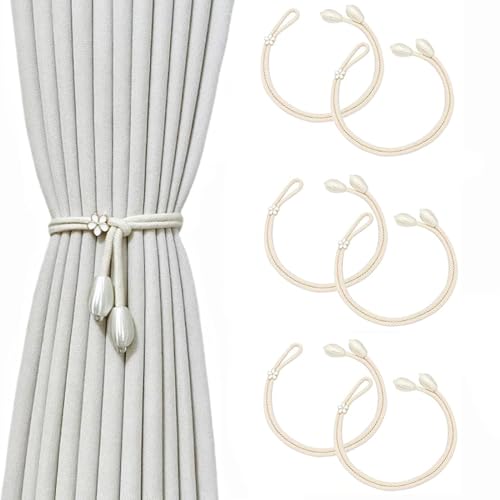 Srvauyea 6 Stück Vorhang Raffhalter, Gardinenhalter Raffhalter für Vorhänge, Curtain Rope Buckle, Handgestrickte Baumwolle Gardinen Raffhalter, für Haus, Büro, Wohnzimmer, Schlafzimmer Deko von Srvauyea