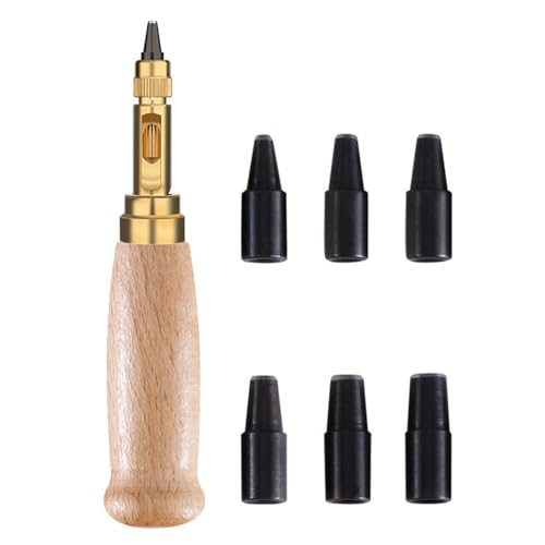 Srvauyea Automatische Lochstanzer, Schrauben-Locher zum Leder, Holzgriff Leder Stanzen Locher, Schrauben Locher mit 6 Lochern 1,5mm/2mm/2.5mm/3mm/3,5mm/4mm für Gürtel Nähen Papier Leder PVC Handwerk Srvauyea Automatische Lochstanzer, Schrauben-Locher zum Leder, Holzgriff Leder Stanzen Locher, Schrauben Locher mit 6 Lochern 1,5mm/2mm/2.5mm/3mm/3,5mm/4mm für Gürtel Nähen Papier Leder PVC Handwerk von Srvauyea